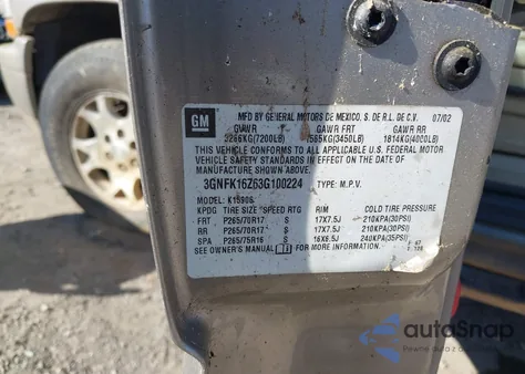 2003 Chevrolet Suburban 1500 Z71 z USA, uszkodzony, nr VIN 3GNFK16Z63G100224